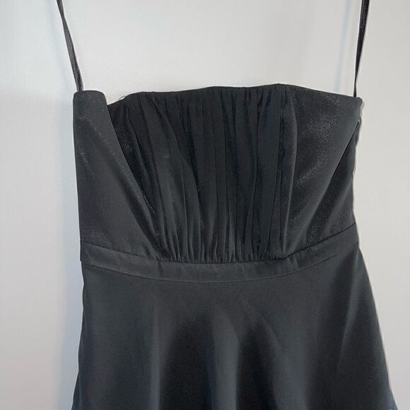 WHBM Strapless Tiered Chiffon Dress || SZ 2 || Black - Picture 3 of 10